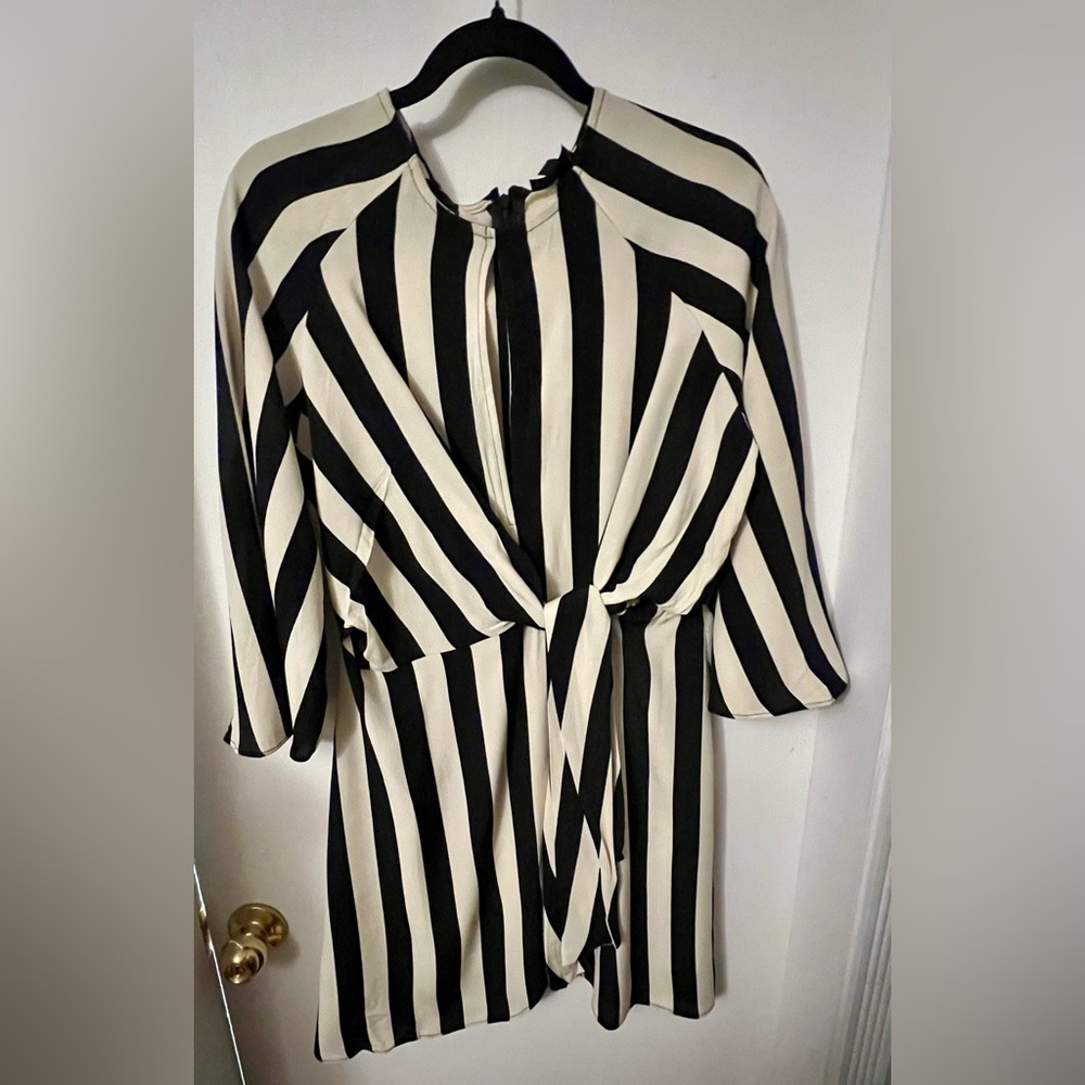 Topshop Black and White Striped Mini Dress